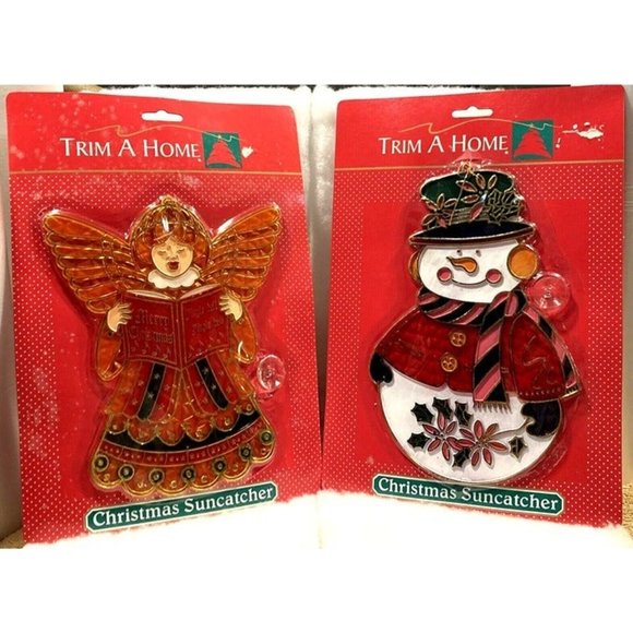 2 VINTAGE CHRISTMAS SUNCATCHER ANGEL SINGING JINGLE BELL 9" FROSTY SNOWMAN  NEW - Picture 6 of 6